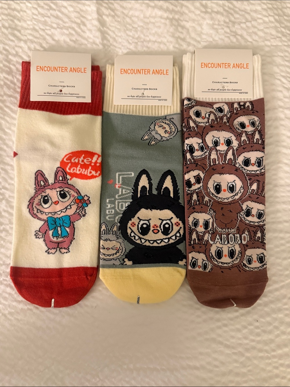 Cute Character Labubu Socks - Multicolor (Set of 3)